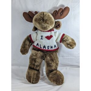 Y2K Vintage Mr. Chocolate Moose Wishpets Co. Plush I Heart Alaska Sweater 1999